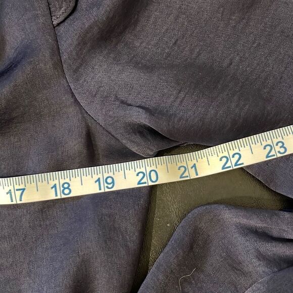 Hyfve Women's Long Sleeve Top Blouse Button Ruffle Peplum Hem Navy Blue Small - Picture 7 of 8